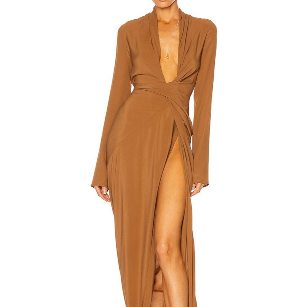 New with tags Rick Owens LIGHT GREY/TAUPE long maxi wrap Dress